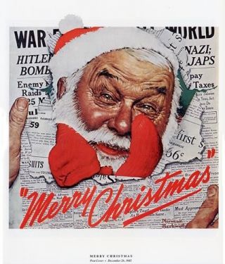Norman Rockwell Wartime Santa Print Merry Christmas