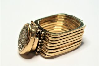 Incredible RARE Antique 14K Yellow Gold Combination Ring Bracelet Pave ' Diamond 4