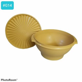 Tupperware Servalier Bowl 880 - 6 Lid 881 - 5 Vintage Harvest Gold/mustard Yellow Lg
