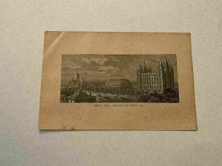 Kp89) Mormon Temple Tabernacle Assembly Hall Salt Lake City Utah 1889 Engraving