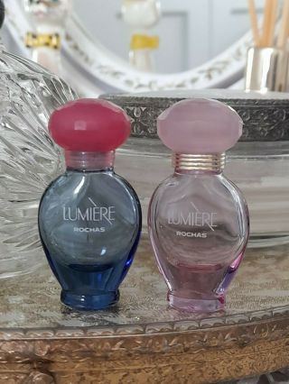 2 Miniature Perfume Bottles Lumiere Rochas 0.  1 Oz Eau De Parfum Empty Preloved