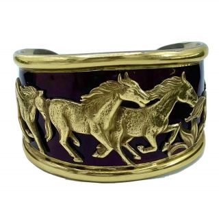 La Nouvelle Bague Running Horse Cuff Bracelet Enamel 18k Gold & Silver (video)