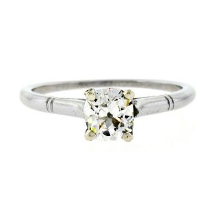 Antique Art Deco Platinum 0.  70ct Gia Old Mine Diamond Solitaire Engagement Ring