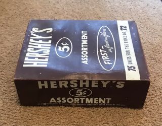 Vintage Hershey ' s Chocolate Bars Cardboard Lidded Box 5 Cent Units 2