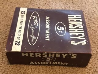 Vintage Hershey ' s Chocolate Bars Cardboard Lidded Box 5 Cent Units 3