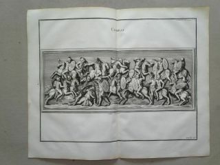 Combat Cavalry Colonna Antonine Ancient Relief Montfaucon Copper Plate 1719