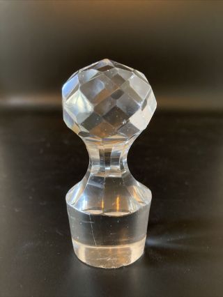 Vintage Clear Crystal Glass Ball Bottle Stopper Faceted Diamond Design Decanter