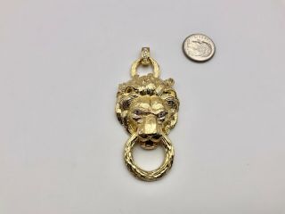 Vintage 1950’s Van Cleef & Arpels 18k Gold & Diamonds Lion Door Knocker Pendant