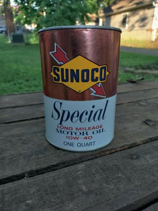 Vintage Sunoco Special Long Mileage Motor Oil Paper Can
