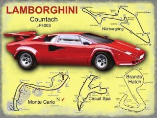 Lamborghini Race Circuits,  Supercar,  Italian Sports Car Large Metal Tin Sign