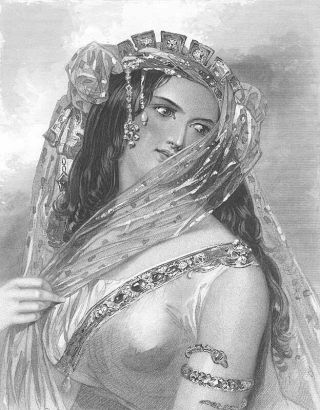Shakespeare Antony Pretty Girl Cleopatra Queen Of Egypt 1850 Art Print Engraving