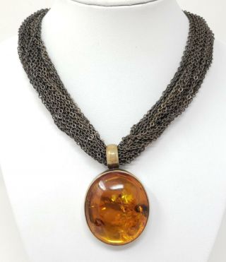 Stephen Dweck 1996 Signed Baltic Amber Multi Strand Pendant Necklace