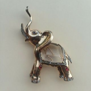 Rare Vintage Alfred Philippe Crown Trifari Sterling Jelly Belly Elephant Brooch