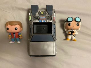 Funko Pop Back To The Future Delorean,  Marty Mcfly And Doc Brown