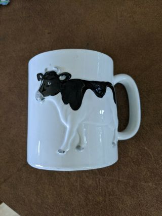 Vintage Otagiri Japan Ceramic Black & White Holstein Cow 16 Oz Coffee Mug