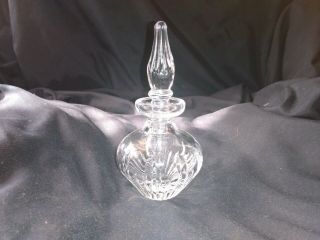 Vintage Clear Cut Lead Crystal Glass Round Tapered Perfume Bottle Dauber 6 "