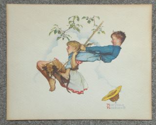 Vintage 1970 ' s Norman Rockwell Embossed Lithograph (4 Print Set) Young Love 2