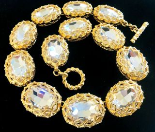 Christian Dior Germany Couture Massive Blinding Diamante Glass Vintage Necklace