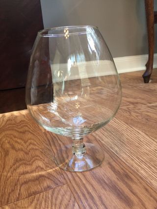 Large 9” Vintage Blown Glass Crystal Brandy Snifter Great For Beta Fish Bowl