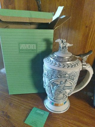 Avon Collectable Winners Circle Horse Race Beer Mug Stein Handcrafted Euc