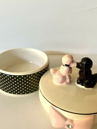 Vintage Trinket Box with Lid Two Kissing Poodles Pink/Black/White Pok - a - Dot 3.  5” 2
