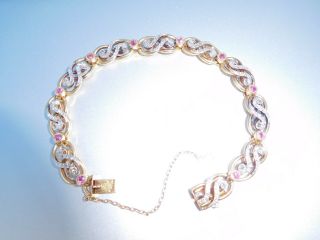 French Art Nouveau 18k Gold Platinum Diamonds Toi Moi Ruby Love Bracelet