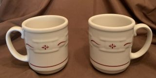 Longaberger Woven Traditions Red Coffee Mugs.  Set Of 2