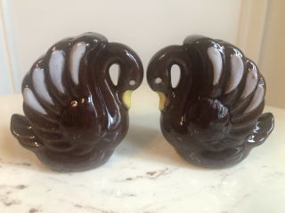Vintage Red Ware Pottery Swan Salt And Pepper Shakers
