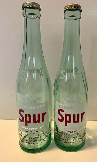 Two Old Canada Dry Spur Cola Salt Lake City Utah Acl Pop Bottles 1940 Or 1950s