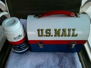 Vintage 1969 Mr Zip Us Mail Metal Lunch Box With Matching Thermos Missing Cup