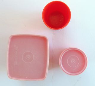 Vintage Tupperware Pak - N - Carry Red Lunch Box/Ice Cream Box w/extras 3