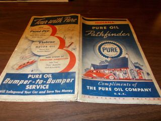 1936 Pure Indiana Vintage Road Map / Gas Station Cover