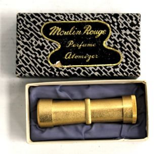 Vintage Moulin Rouge Perfume Atomizer Gold Tone Collectable Empty Boxed - R39