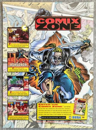 Comix Zone Sega Genesis | 1995 Vintage Game Print Ad Poster Art Official Rare
