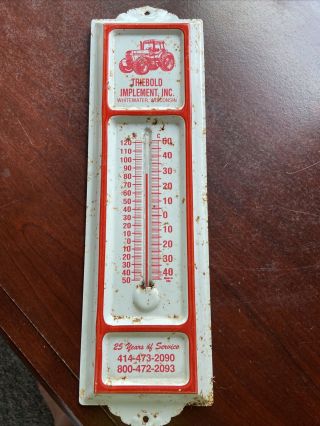 Vintage Metal Thermometer Triebold Impement,  Inc.  Whitewater,  Wi