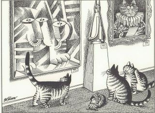 B Kliban Cats Cat Art Museum Vintage Funny Cat Art Print 1981