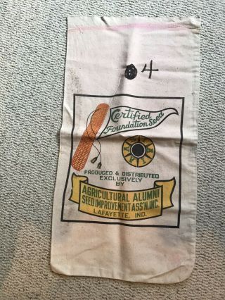 Vintage Indiana Certified Seed Corn Sack Bag Agricultural Alumni Lafayette Ind.