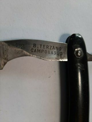 ANTIQUE STRAIGHT RAZOR 12 B.  TERZANO CAMPOBASSO SHERE WITH BAND AND CROSS ABOVE 2