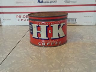 Vintage H & K Coffee 1 Pound Can With Lid