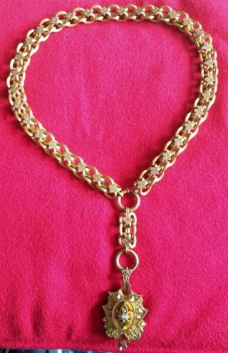 Victorian 10 - 14 Kt Gold Mourning Necklace Photo Pendant Pin Not Scrap