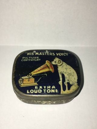 Vintage " His Masters Voice " Extra Loud Tone Gramaphone Needle Tin W/needles