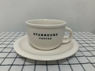 Vintage 2004 Starbucks White Coffee Cup Mug With Saucer