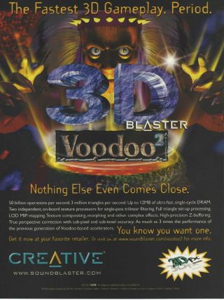 Vintage/retro Creative 3d Blaster Voodoo 2 3dfx Graphics Print Ad Promo 1998