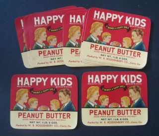 Of 25 Old 1934 Happy Kids Peanut Butter Jar Labels Georgia - 1.  8