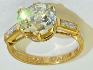 $36,  000.  00 Certified Antique Boucheron 18k Gold&2.  86ct Diamond Engagement Ring