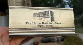 The Union National Bank Advertising Metal Desk Letter Note Holder Springfield Mo