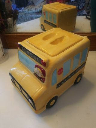 Classic Yellow School Bus Cookie Jar With Lid