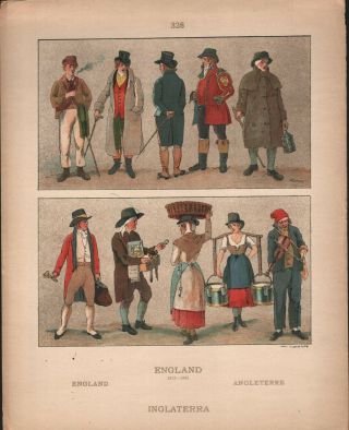 England - First Years Of The Nineteenth Century - Folk - Dress - 1925 Costume Plate
