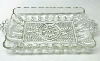 Vintage Victorian Clear Pressed Glass Dresser Tray Vanity Candy Dish 8.  5 " X 5 "