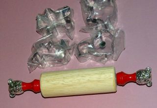 Small Wood Rolling Pin Bear Handles Cookie Cutters Arthur Court Designs